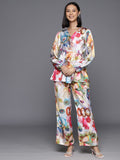 KSUT Women Multi Colour Abstract Printed Top Paired With Tonal Printed Bottom