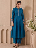 The Teal Blossom Zari Embroidred Women'S Kurta Set