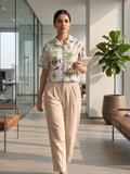 White Coloured Short Sleeves Shirt Collar Top