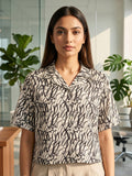 White Coloured Short Sleeves Shirt Collar Top