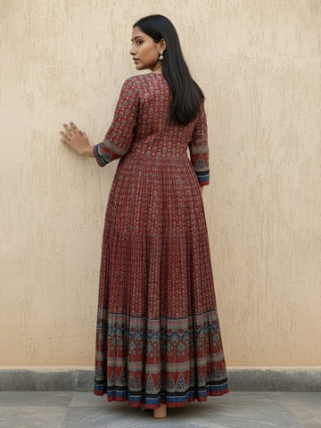 Varanga The Earth-Tone Heritage Anarkali in Pure Cotton