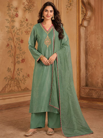 Varanga Women Embroidered dori Work Kurta with Palazzos & With Dupatta