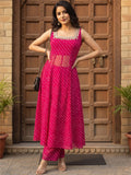 The Rani Pink Bandhaniwomen's Kurta Set