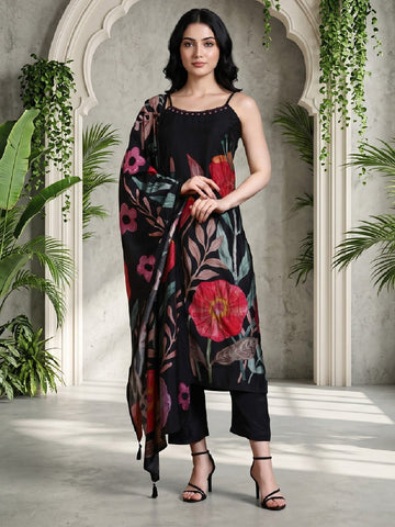 Bold Floral Printed Kurta with Trouser & Dupatta