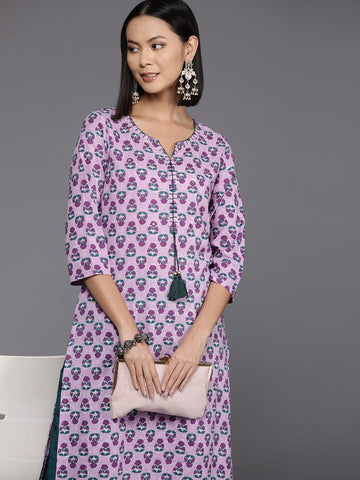 Varanga Women Ethnic Motifs Printed Sequinned Cotton Kurta