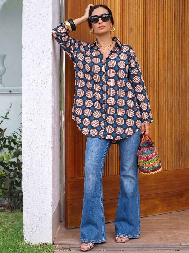 Varanga Women's geometric printed long shirt