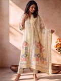 Kurta Set Featuring Artistic Prints And A Statement Dupatta