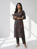Bird of Grace Embroidered Charcoal Kurta Set