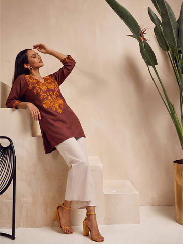 Kashmiri Embroidered Short Kurti