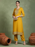 Zari Embroidered yoke Kurta With Trouser & Dupatta