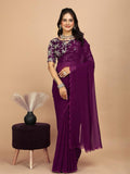 Varanga Floral Embroidered Poly Chiffon Saree