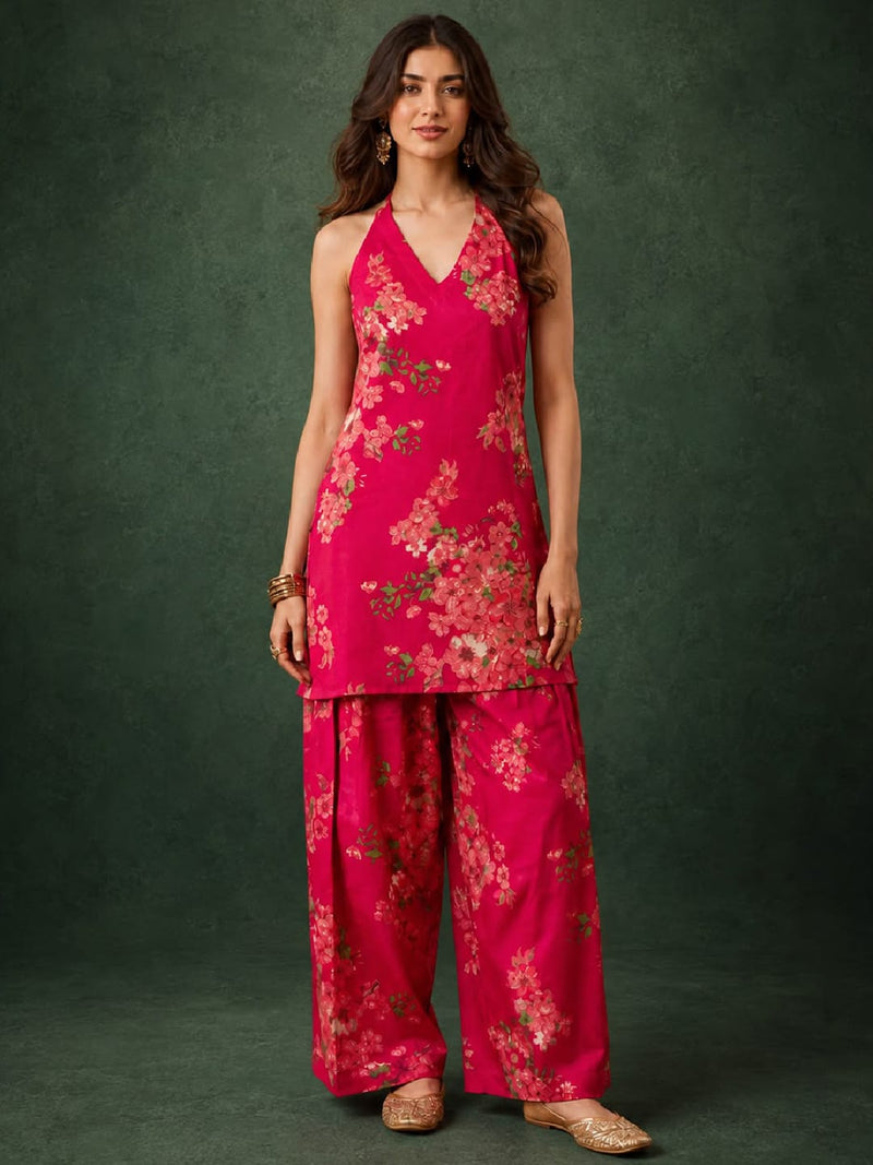 Floral Printed Farsi Salwar With Short Kurti