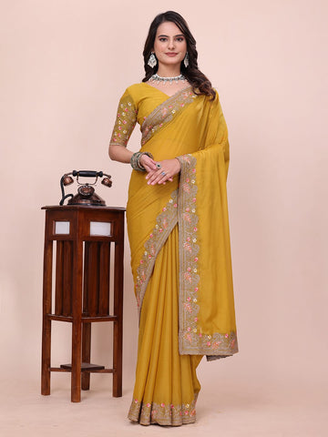 Varanga Floral Embroidered Poly Georgette Saree