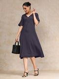 Varanga Women  Beige Shirt Collar A Line Dress