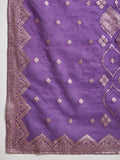kurta set featuring a bead-embellished yoke, solid ankle-length trousers, and a brocade dupatta