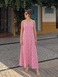 Dusty Pink Geometric Spaghetti Dress