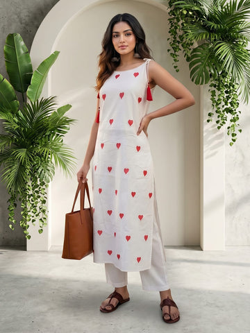 The Heart-Print Kurta Set