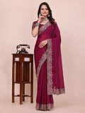 Varanga Floral Embroidered Poly Georgette Heavy Work Saree