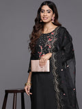 Varanga Women Black Thread And Sequins Embroidered Kurta With Bottom And Dupatta