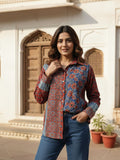 Paneled Cotton Shirt with Floral and Geometric Prints