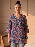 Women's Indigo & Rust Floral Block Print Kurta