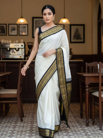 Ethnic Motifs Silk Cotton Handloom Banarasi Saree