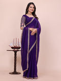 Varanga Floral Embroidered Poly Chiffon Heavy Work Saree