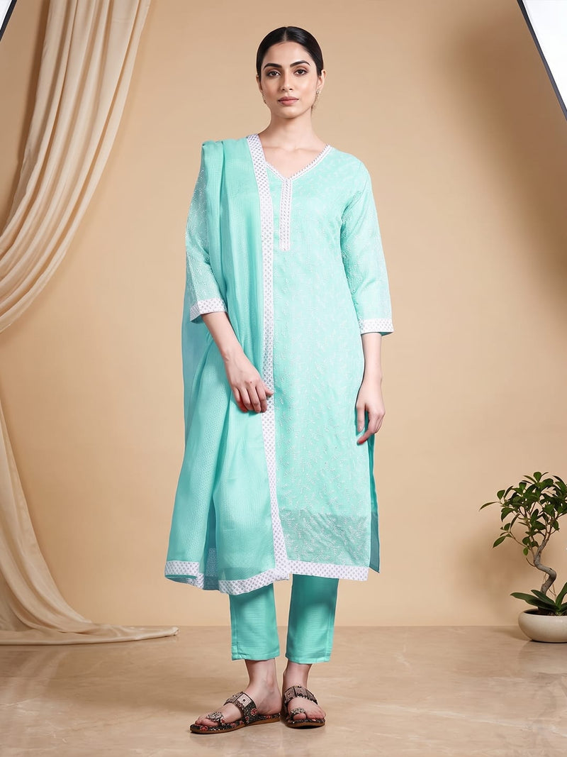 Varanga Women Ethnic Green Kurta Set With Dupatta