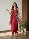The Linear Crimson Kurta Set With Dupatta