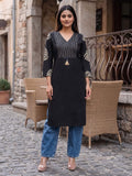 Tassel-Drop Noir Women's Kurta Set