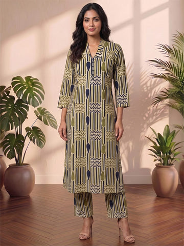 Geometric Prints Meet Effortless Comfort In This Chic Midnight Kurta Set