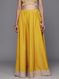 Varanga Mustard Solid Panelled Embellished Skirt With Drawstring And With Tassel Detail