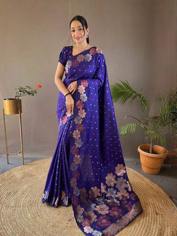 Ethnic Motifs Silk Cotton Handloom Banarasi Saree