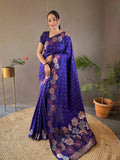 Ethnic Motifs Silk Cotton Handloom Banarasi Saree