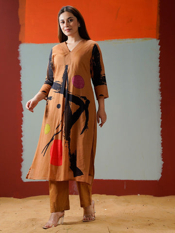 Midnight Bloom Long-Line Kurta Set