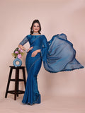 Varanga Embellished Sequinned Silk Blend Heavy Work Saree
