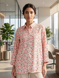 Red Coloured Slim Collar Long Sleeves Floral Shirt