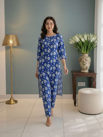 The Purple Petal  Cotton Suit Set
