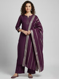 Varanga Women Zari Couching Detailed Kurta with Trouser & Dupatta