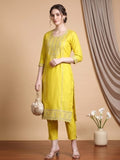 Varanga Women Lime Green Kurta Set With Dupatta