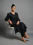 Varanga Women Black Lurex A- Line Kurta With Trousers