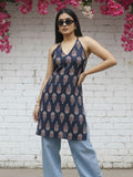 Black Buta Print Short Kurti