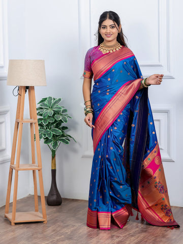 Classic Indian Silk Saree with Rich woven  Pallu Design