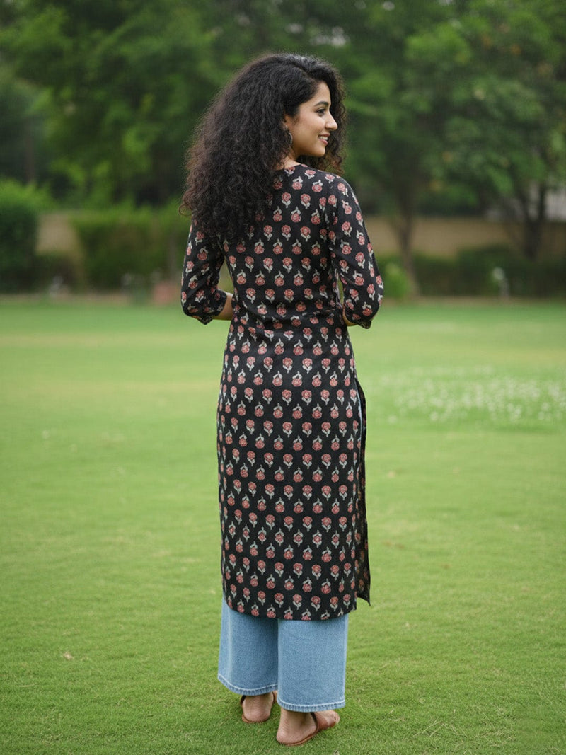 Varanga Mint Ditsy Floral Lace kurta set
