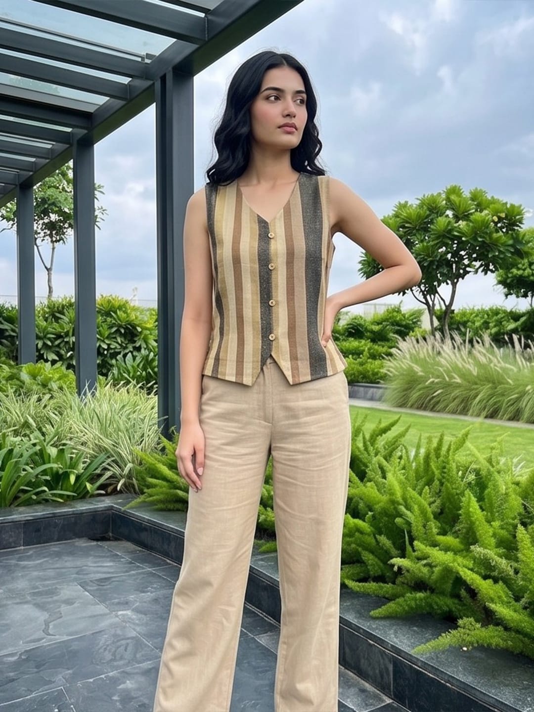 Varanga The Vintage Pinstripe Vest For Women