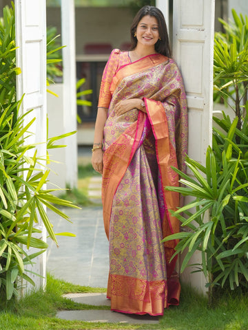 Classic Indian Silk Saree with Rich woven  Pallu Design