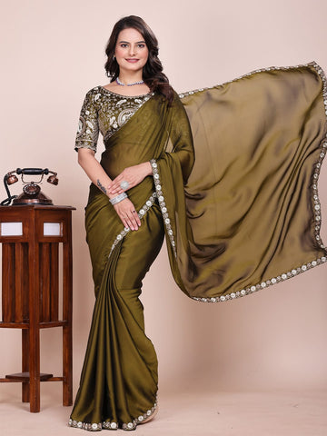 Varanga Embellished Embroidered Silk Blend Heavy Work Saree