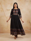 Varanga Midnight Heritage Ajrak-Print Cotton Anarkali