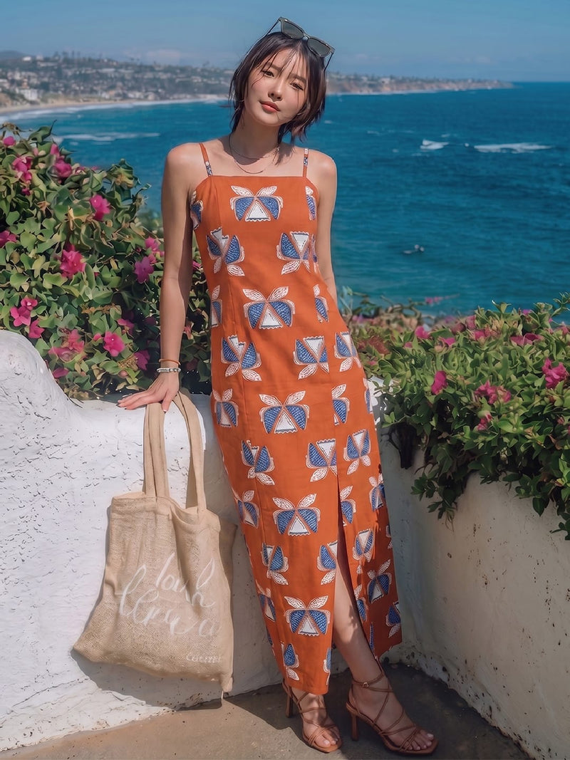 Varanga Orange Colored Women Summer Dress