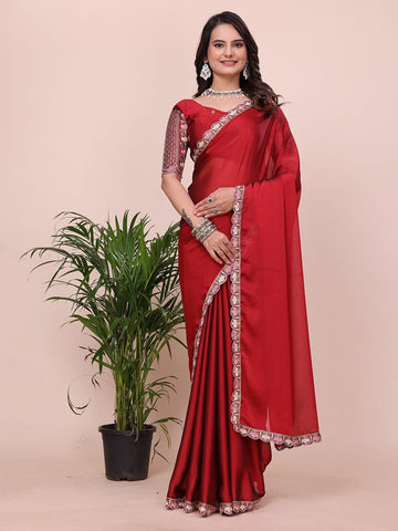 Varanga Embellished Embroidered Silk Blend Heavy Work Saree